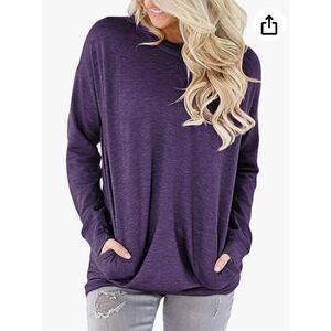 onlypuff Women's Pocket Shirt Tunic Tops Sweatshirts